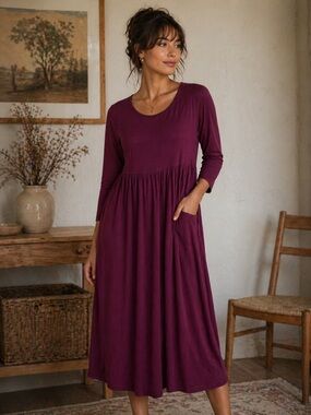 Terra & Sky Plum Scoop‎ Neck Dress